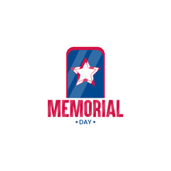 Happy memorial day sign with a badge and Star 