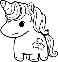 Unicorn Cute Hand Drawn Line Art