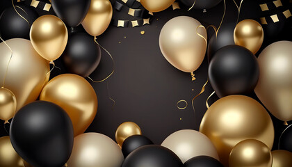 Realistic colorful balloons background with decorative elements