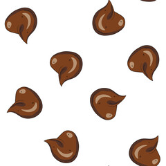 Seamless pattern with kawaii poop on white background. Cartoon poo, feces icons. Shit patterns, evil turd. Vector illustration for invitation, poster, card, fabric, textile. Doodle style