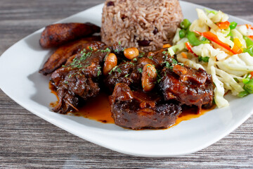 A view of a plate of braised oxtail. - obrazy, fototapety, plakaty