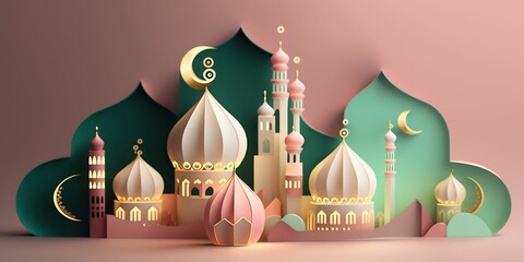 3D islamic wallpaper illustration for ramadhan and ied mubarak background