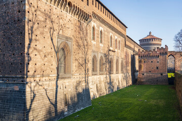 Sforzesco Castle in Milan at sunny day