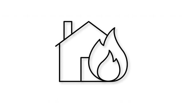 Insured house with fire symbol. icon animation. motion graphics.