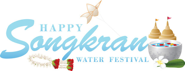 Songkran Thai water festival text and elements
