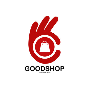 Good shop logo vector design. Suitable for shopping, business, and hand symbol