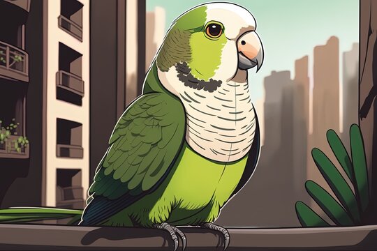 Myiopsitta monachus, sometimes known as the monk parakeet or quaker parrot, is a city bird. Generative AI