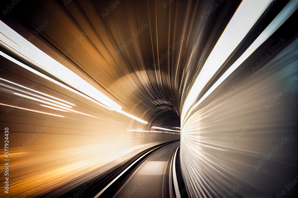 Poster 3d rendering of abstract fast moving stripe lines. tunnel from lines. generative ai, generative, ai