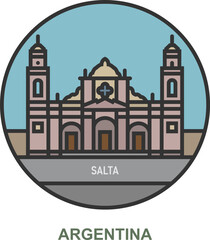 Naklejka premium Salta. Cities and towns in Argentina
