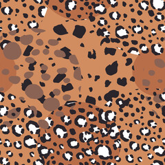 Abstract modern leopard seamless pattern with circles. Animals trendy background. Color decorative vector illustration for print, card, fabric, textile. Modern ornament of stylized skin
