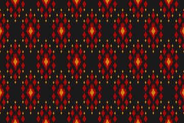 Ethnic ikat seamless pattern in tribal. American, Mexican style. Aztec geometric ornament print. Design for background, wallpaper, illustration, fabric, clothing, carpet, textile, batik, embroidery.