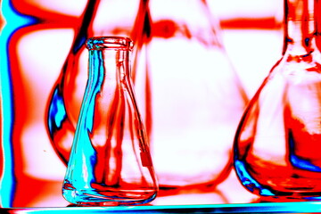 Laboratory glassware, scientific laboratory research and development concept, scientific background.