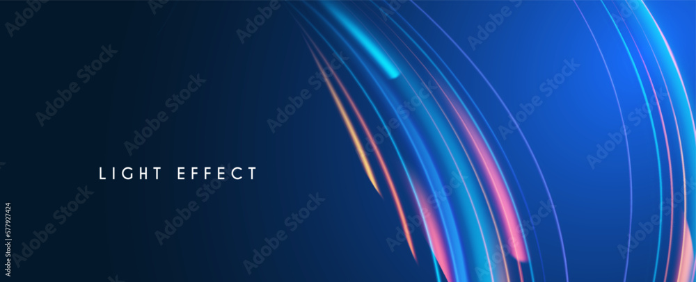 Wall mural motion striped light effect with fluid color. abstract shining wave background. magic screen design