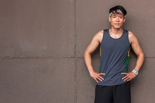 Portrait of male runner at rest after running