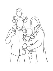 Continuous one line drawing of happy family.