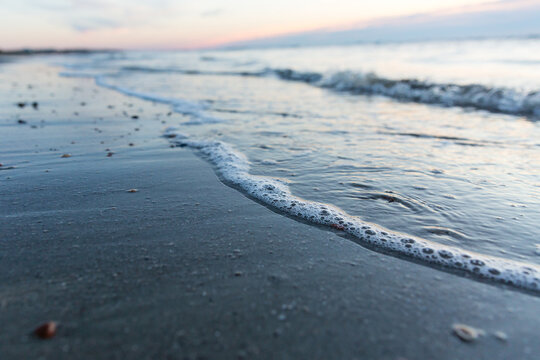 Bubbles on a beach from the waves in North Carolina