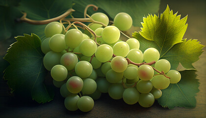 closeup of realistic bunch of grapes on blurred background, Generative AI