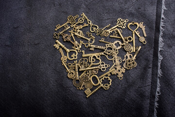 Retro style metal keys as love concept