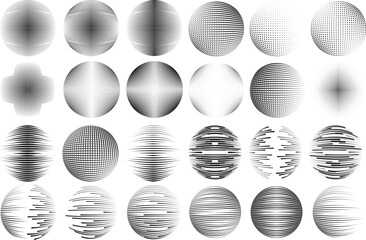 Set of spheres . Lines constructed transparent sphere .Vector  .Technology sphere Logo . Design element for posters, social media, templates, flyers, brochures . Abstract trendy transparent circles