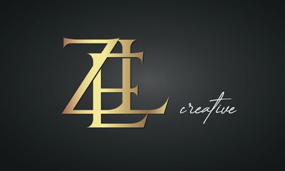 luxury letters ZEL golden logo icon premium monogram, creative royal logo design