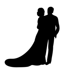 silhouette man and woman on white background isolated vector