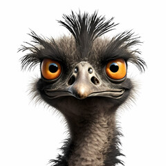 Emu Head 3D Isolated White. Generative AI