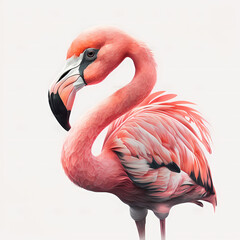 Fototapeta premium Flamingo 3D Isolated White. Generative AI