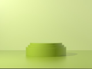Green podium abstract composition for product presentation eye level 3d render 3d illustration