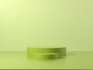 Green podium abstract composition for product presentation eye level 3d render 3d illustration