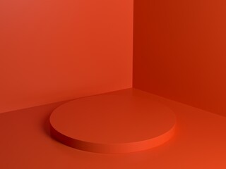 red orange podium abstract composition for product presentation high angle 3d render 3d illustration