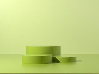 Green podium abstract composition for product presentation eye level 3d render 3d illustration