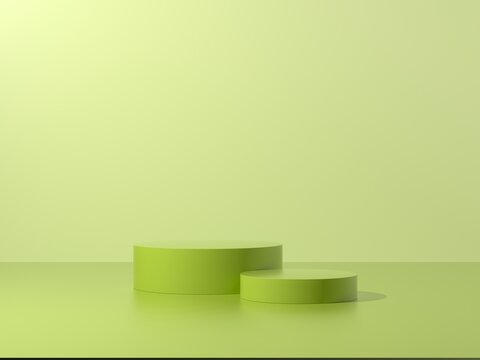 Green podium abstract composition for product presentation eye level 3d render 3d illustration