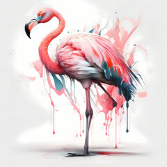 Flamingo 3D Isolated White. Generative AI