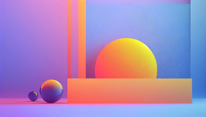 colorful minimal background gradient style design with sphere, Generative AI