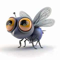 Obraz premium Fly Insect 3D Isolated White. Generative AI