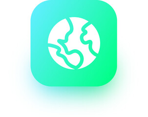Globe icon in square gradient colors. World signs illustration.