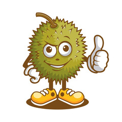 Cartoon character of durian with optimistic face