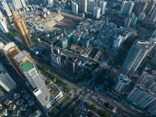 Obraz premium Shenzhen ,China - Circa 2022: Aerial view of landscape in Shenzhen city, China