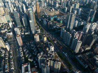 Shenzhen ,China - Circa 2022: Aerial view of landscape in Shenzhen city, China