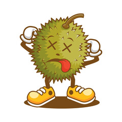 Cartoon character of durian with dead face
