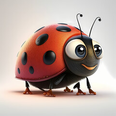 Lady Bug Isolated On White Background. Generative AI