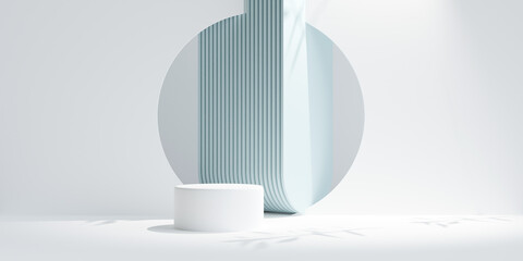 cylinder pedestal podium for product presentation. 3d rendering.