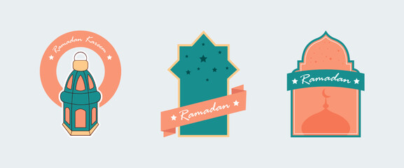 Fototapeta premium Ramadan kareem label collection. Islamic sticker badge.
