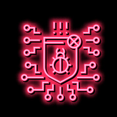computer protection program anti-virus neon glow icon illustration