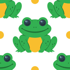 Cartoon frog vector seamless pattern background for wallpaper, wrapping, packing, and backdrop.