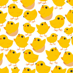 Cute chicks vector cartoon seamless pattern background for wallpaper, wrapping, packing, and backdrop.