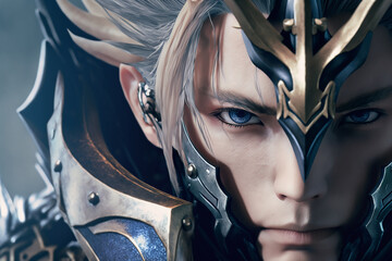 Fantasy art game male knight character design, generative ai