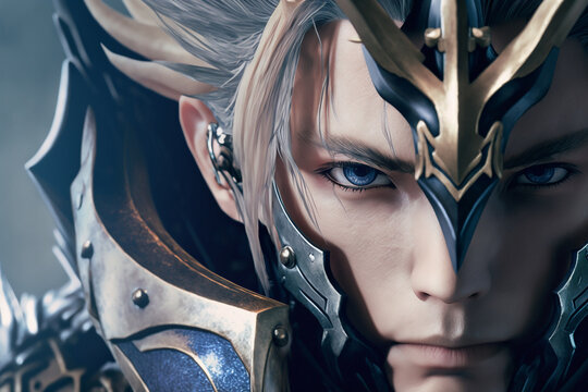 Fantasy art game male knight character design, generative ai