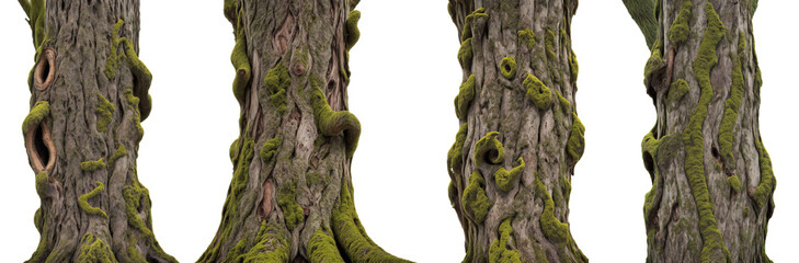 tree trunks isolated on white background, generative ai