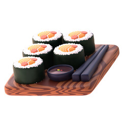 Sushi In 3d render for graphic asset web presentation or other 